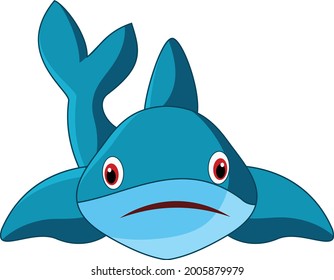 Cute shark fish cartoon vector art and illustration
