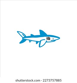 cute shark fish doodle illustration vector