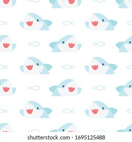 Patrón de repetición de fondo sin fisuras de tiburones y peces, fondo de fondo de papel pintado, fondo de patrón sin fisuras