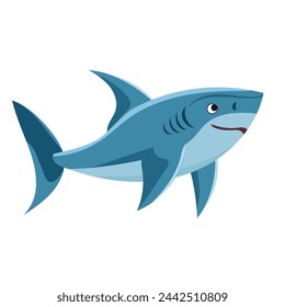 cute shark in flat style, isolated on white background vector