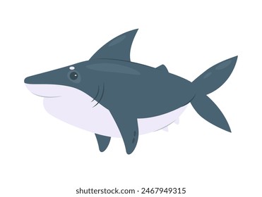 Cute shark, funny animal and aquatic predator, ocean and sea fauna vector illustration