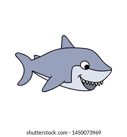 cute shark funny animal ocean vector illustration