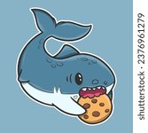 cute shark funny cartoon icon illustration