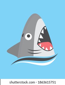 Cute shark head cartoon vector illustration design