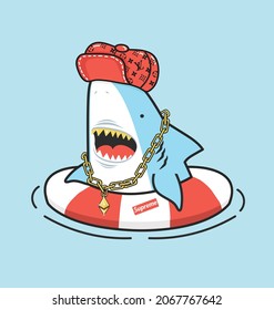 Cute shark hiphop inflatable ring icon