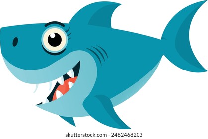 Cute Shark Hunting gradient illustration