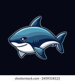 cute shark icon with blue background