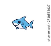 Cute shark icon flat vector design.