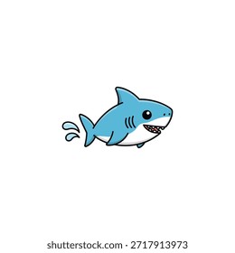 Diseño de Vector plano lindo del icono del tiburón.