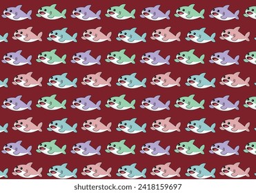 Cute shark illustration vector, pattern, background