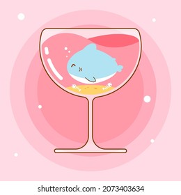 A cute shark inside the glass ready to decorate your favortite place