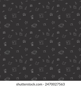 Cute shark and kraken Seamless Pattern. Cartoon sea animals and fish background. Vector illustration.