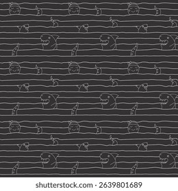 Cute shark and kraken Seamless Pattern. Cartoon sea animals and fish background. Vector illustration.