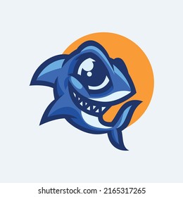 cute shark logo with circle behind