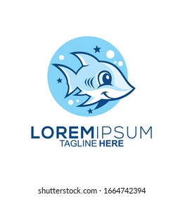 cute shark logo design vector