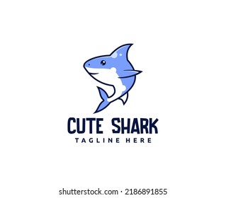 Cute Shark Logo Mascot Design Illustration