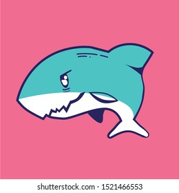 Cute Shark logo vector sticker