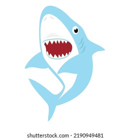Cute shark with open mouth cartoon flat