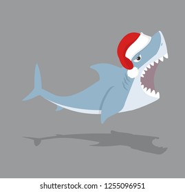 Cute Shark open mouth with red hat