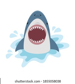 Cute shark with open mouth Vector illustration