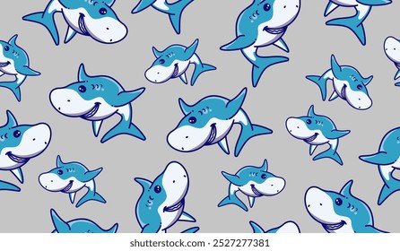 Cute shark pattern background vector design