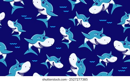 Cute shark pattern background vector design