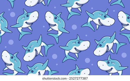 Cute shark pattern background vector design