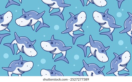 Cute shark pattern background vector design