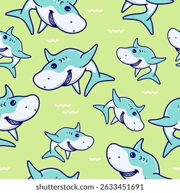 Cute shark pattern background vector design