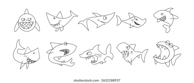 Cute shark pattern doodle cartoon line hand drawn kid toys fabric textiles clothing design, cute shark pattern shirts pants children designs fabric textiles clothing, cute shark pattern cartoon sketch
