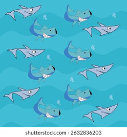 Cute shark pattern doodle cartoon kid fabric textiles clothing design, cute shark pattern baby clothing doodle cartoon fabric textiles design, cute shark pattern doodle cartoon character child cloth