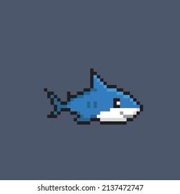cute shark in pixel style