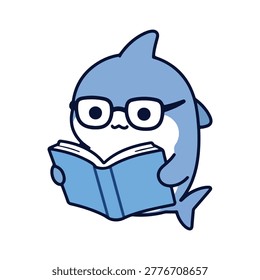 Cute Shark Reading Book