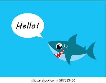 cute shark says hello vector