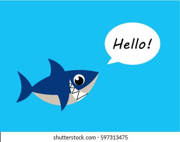 cute shark says hello vector