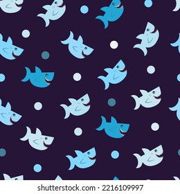 Cute Shark Sea Hintergrund mit Meereslebewesen für Tapeten, Textilien. Vektorgrafik.
