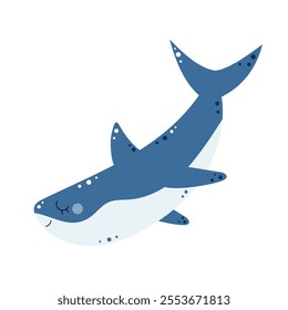 Cute shark. Sea and ocean animal. Vector illustration isolated on white background