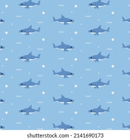 fondo de patrón sin soldadura de tiburón lindo