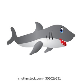 Cute Shark with smile and sharp teeth