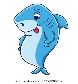 Cute shark stand cartoon