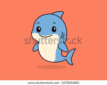 Cute Shark Standing Front View – Flat Vector Cartoon Illustration of a Shark Character.
