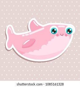 Cute shark sticker vector illustration.