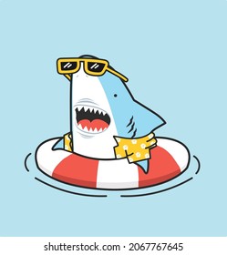 Cute shark summer inflatable ring