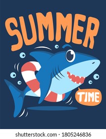 Cute shark summer time design vector illustration