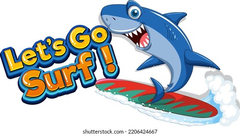 Cute shark surfing cartoon icon illustration