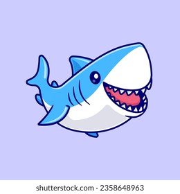 Cute Shark Swimming Cartoon Vektorsymbol Illustration. Tiernatur-Symbol Konzept isolierter Premium-Vektorgrafik. Flachbildkartonstil