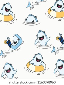 Cute shark swimming pattern design