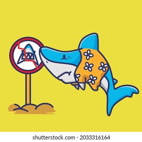 cute shark upset. cartoon animal travel holiday vacation summer concept Isolated illustration. Flat Style suitable for Sticker Icon Design Premium Logo vector. Mascot Character