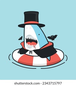 Cute shark vampire  inflatable swim ring
