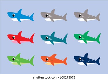 Similar Images, Stock Photos & Vectors of Family shark set of colorful ...